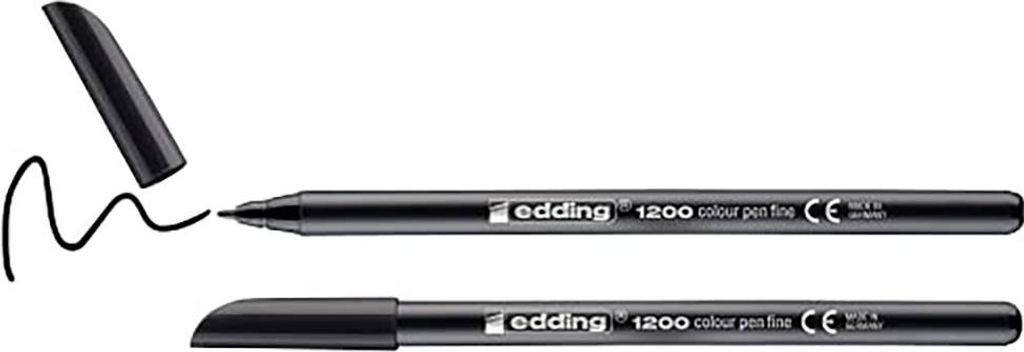 edding 1200 Fasermaler fein - schwarz - Packung mit 2 Produktbild 