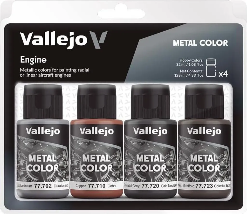 Peinture Métal Vallejo Metal Color pour Moteurs Aviation - Anti-Traces