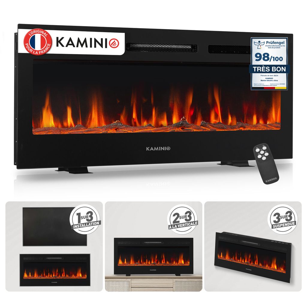 KAMINIO Cheminée électrique MARLON - Cheminée 3-en-1 avec Image du produit  Image générée par une IA