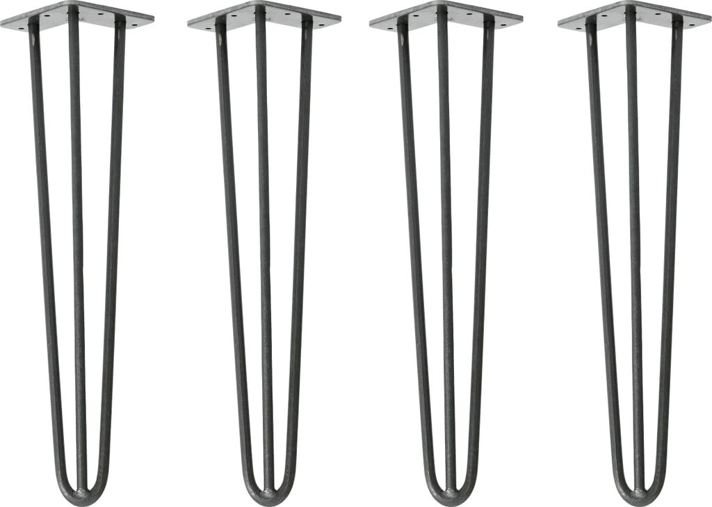 Natural Goods Berlin HAIRPIN Legs, Haarnadelbeine, Möbelfüße, Tischbeine, Industrial Anthrazit, 50 cm, 3 Streben, 4 Stück