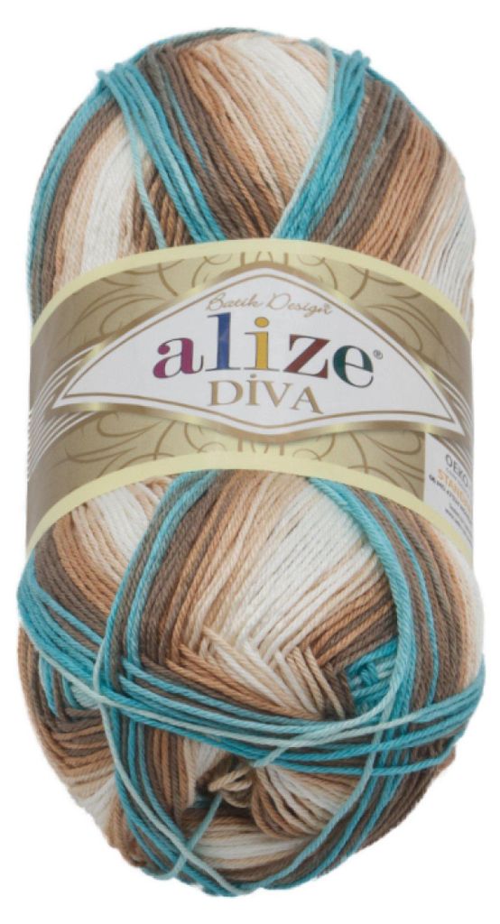 Filato DIVA BATIK - 100g / 350 m - Bianco,Beige,Turchese Immagine del prodotto 