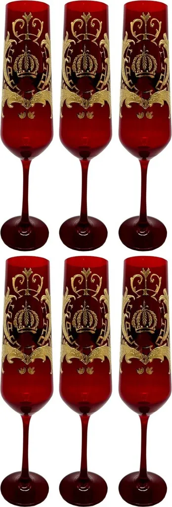 Verres à Champagne Bordeaux et Or 24 Carats Pompöös - Set de Prestige