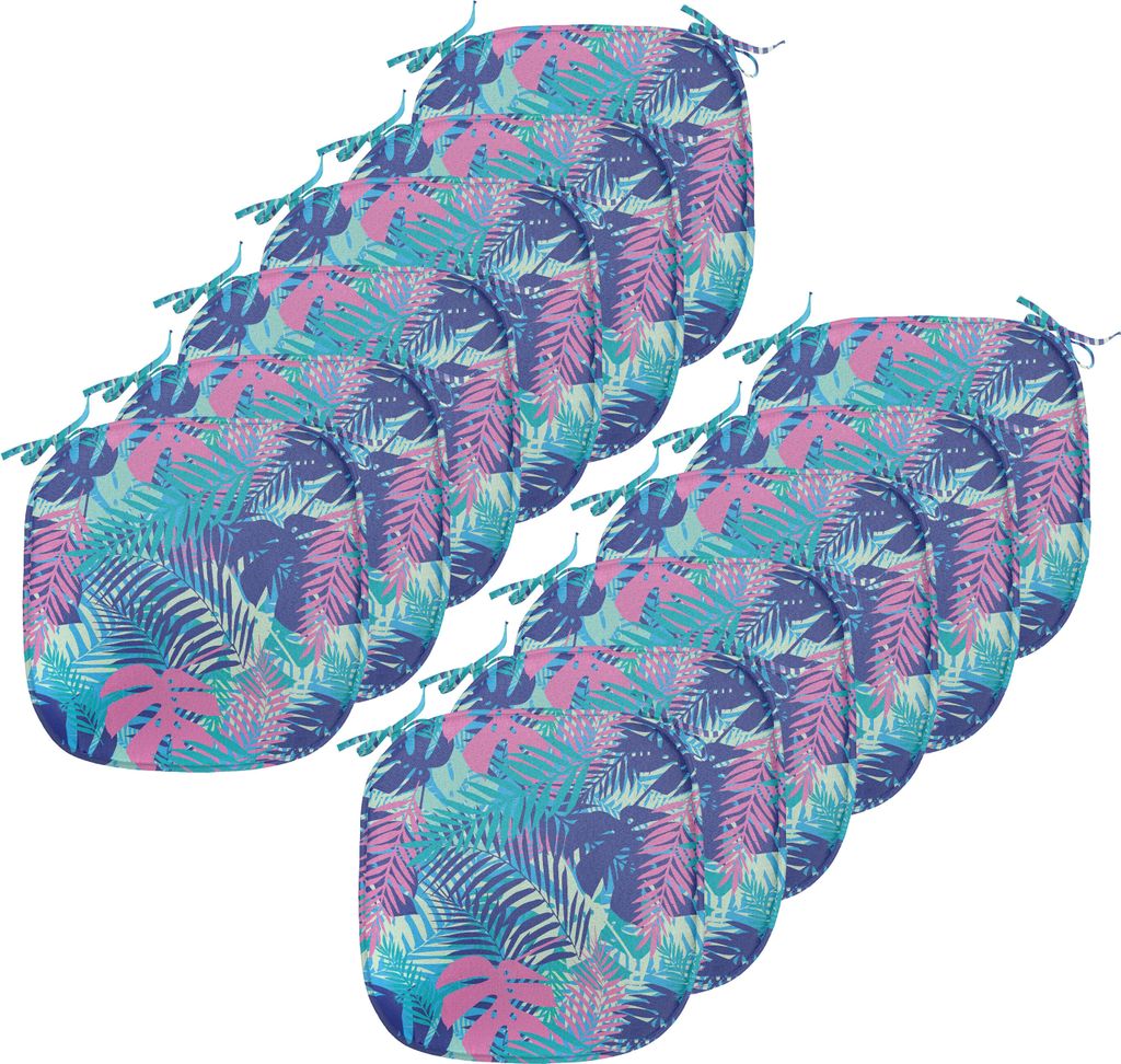 ABAKUHAUS Blatt Polster für Esszimmerstühle, Vivid Farbige Insel Flora, Dekoratives wasserfestes Kissen mit Riemen für Küchensitze, 40 cm x 40 ...