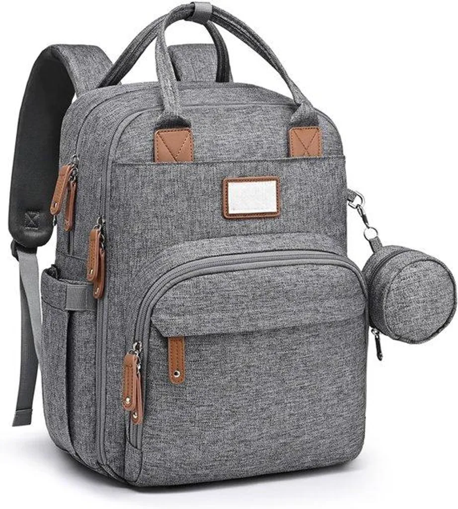 Sac à langer de voyage pour maman et papa avec coussin intégré gris