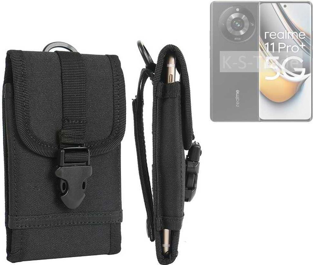 K-S-Trade Holster Handy Hülle kompatibel mit Realme 11 Pro+ Holster Handytasche Gürtel Tasche Schutz Hülle Robust Outdoor schwarz