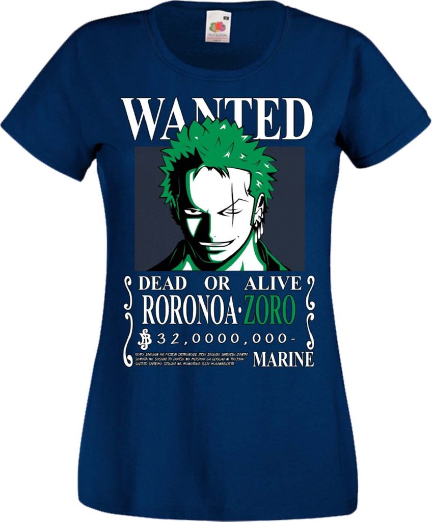Damen T-Shirt Manga Anime One Manga Piece Anime Roronoa Zoro 01 Roronoa, Lady XL / Dunkelblau