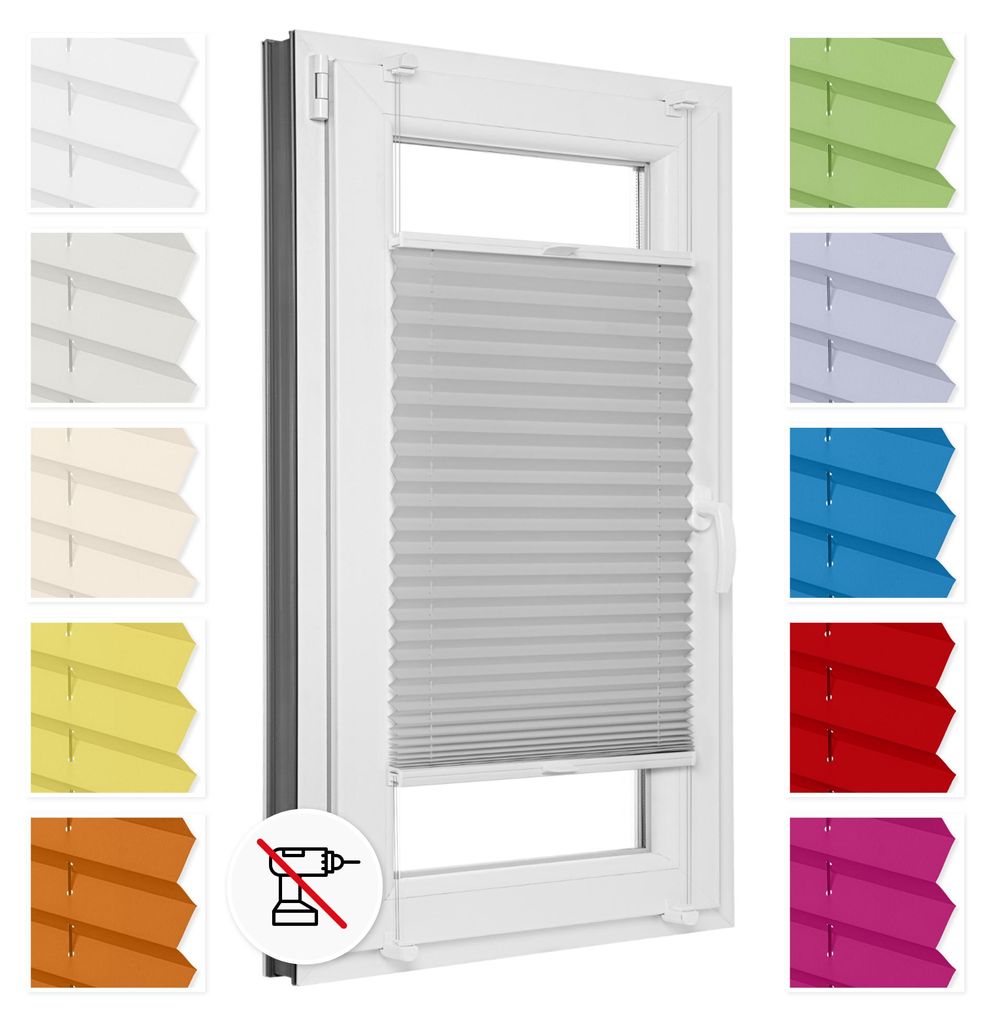 Estika Plissee Klemmfix ohne Bohren - 40 x 80 cm - Hellgrau Produktbild 