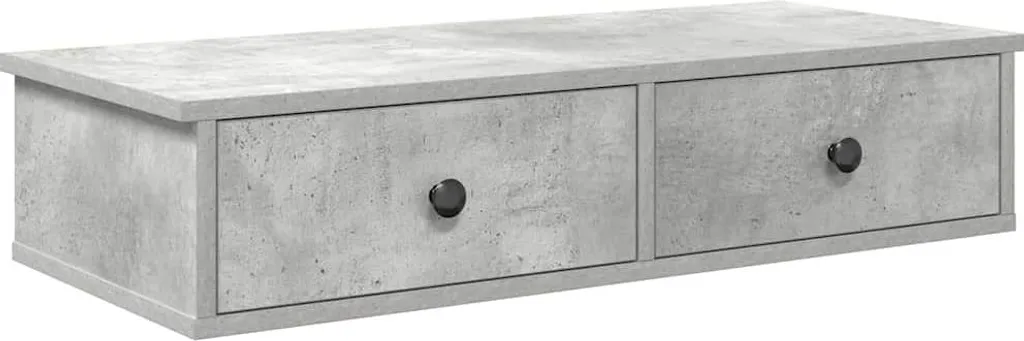 Console Murale Suspendue avec Rangements 80 cm Design Gris Béton