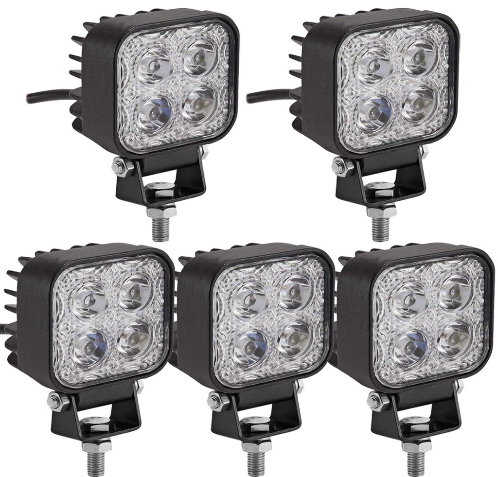 Greenmigo 5X 12W LED Lampe Scheinwerfer Kaltweiß Rücklicht LED Arbeitsscheinwerfer Wasserfest IP67 12V 24V
