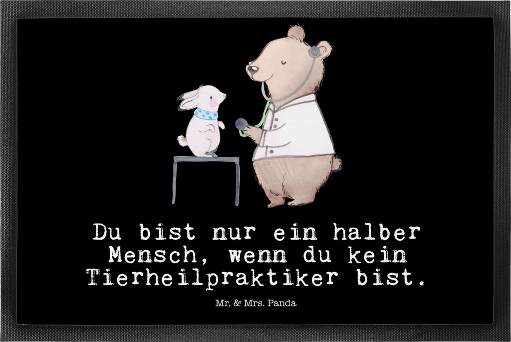 Mr. & Mrs. Panda Schuhabstreifer Tierheilpraktiker Herz 50 x 75 cm - Schwarz - Geschenk, abstreifer, Abtreter, Bodenvorleger, fußmatte, Fußabtret...