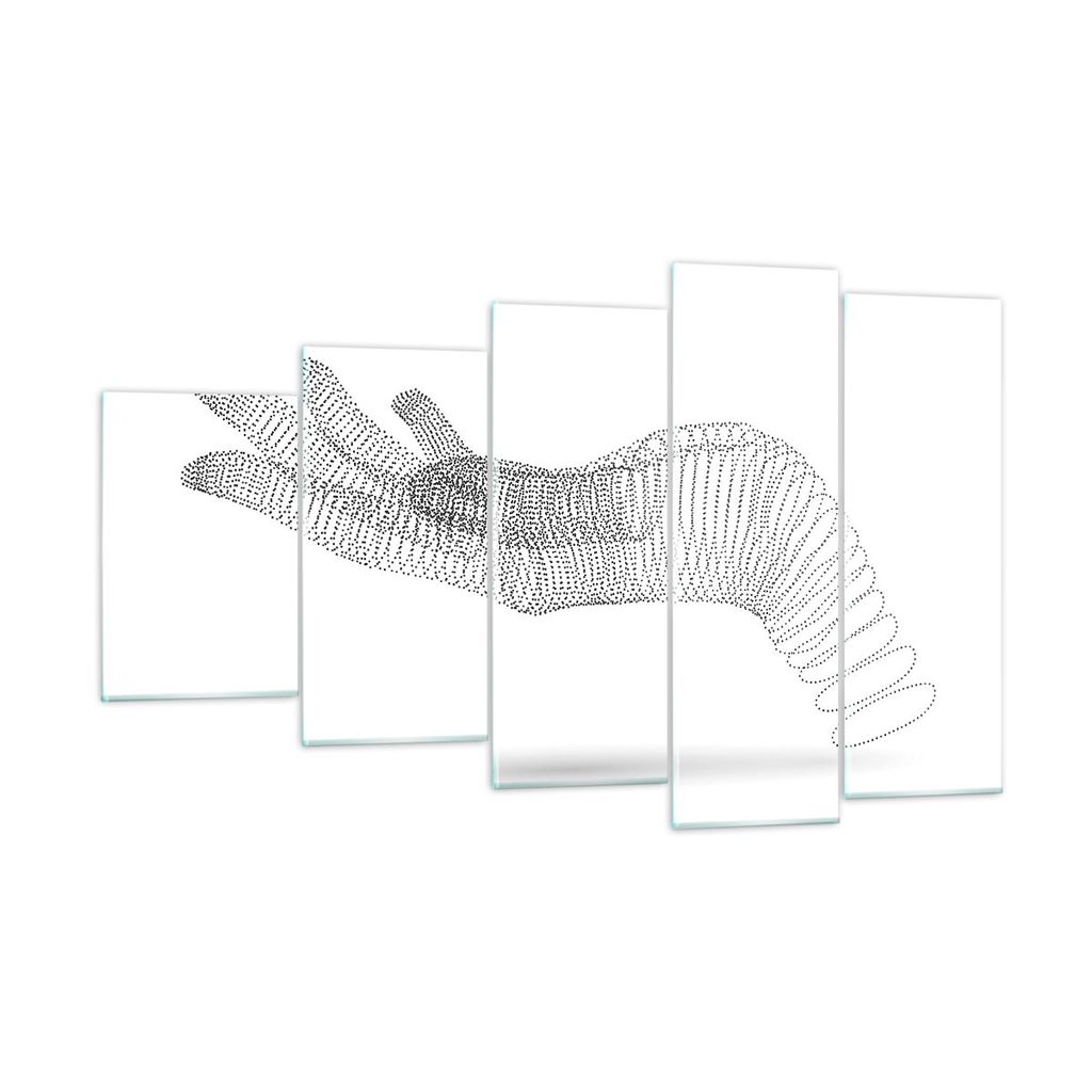 Bilder auf glas - 5 Teile - Hand Grafik weiß - 100x60cm - Glasbilder - Wandbilder - Bilder - zum Aufhängen bereit - Wanddekoration aus Glas - Gla...