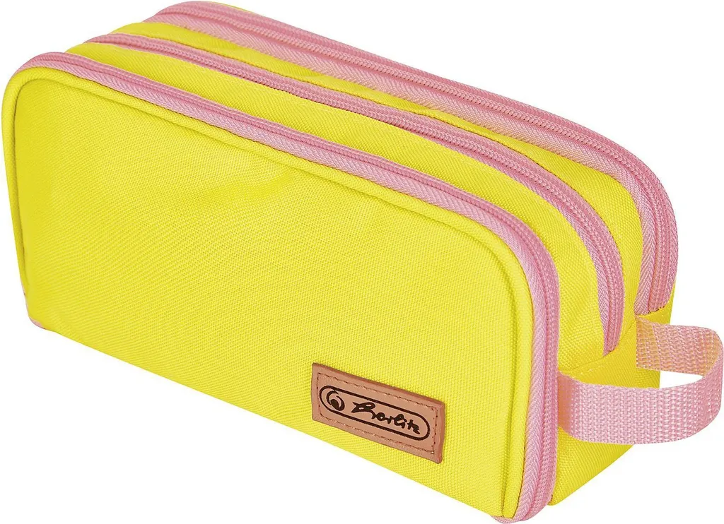Herlitz 300001512 Astuccio Doppio Uni Giallo/Rosa per Scuola e Ufficio