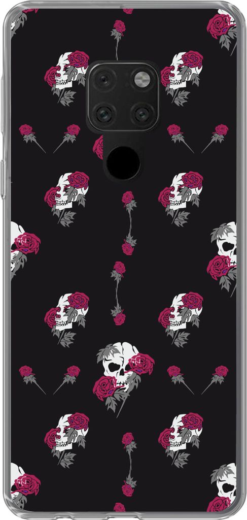 MuchoWow Handyhülle Schutzhülle Hülle für Telefoonhoesje Huawei P40 Lite Mädchen - Totenkopf - Rosen - Muster - Mädchen - Kinder - Kinder -...