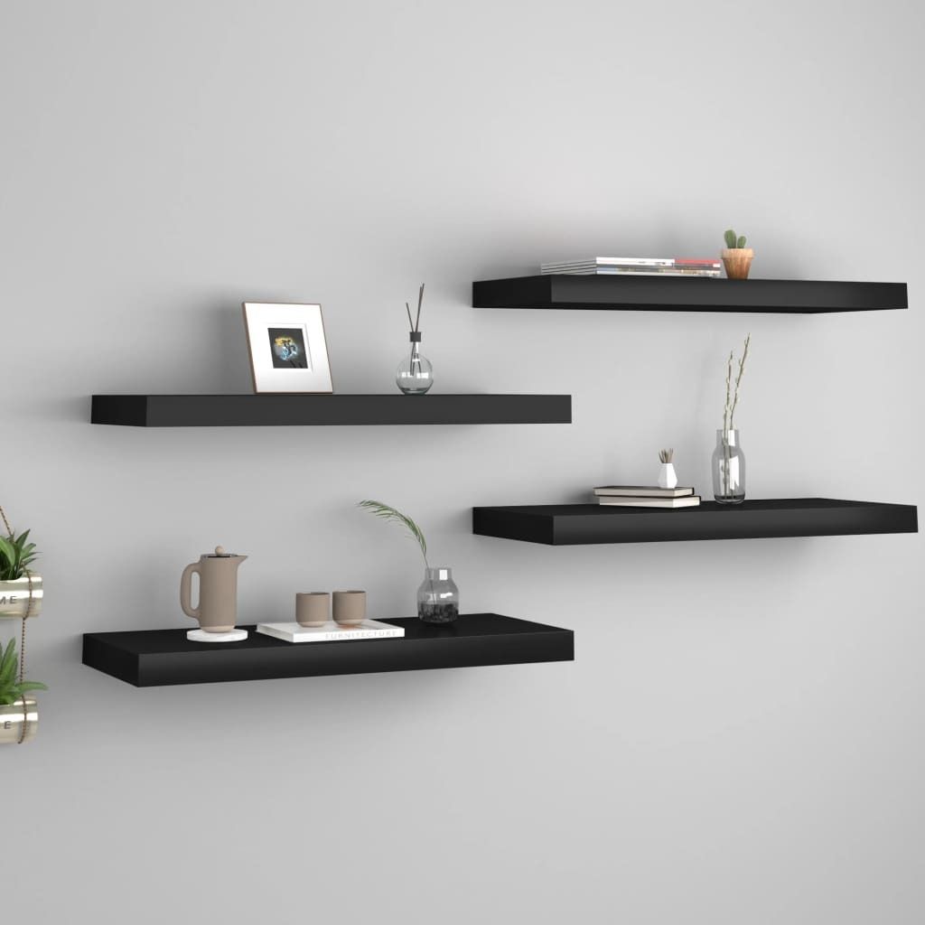 Maison Exclusive - Schweberegale 4 Stk. Schwarz 60x23,5x3,8cm MDF