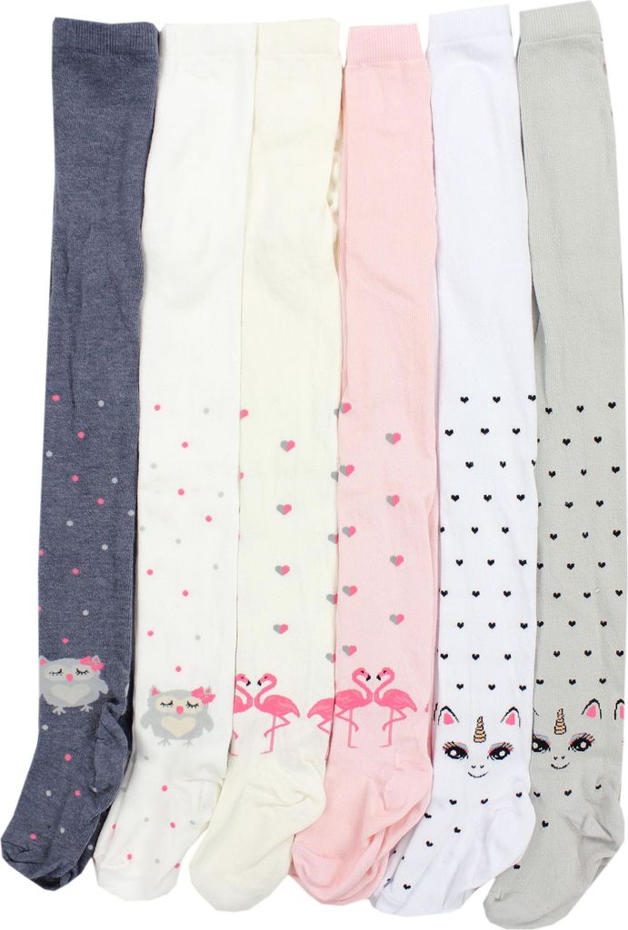 TupTam Mädchen Strickstrumpfhosen Bunt Gemustert 6er Pack, Farbe: Farbenmix 8, Größe: 128-134