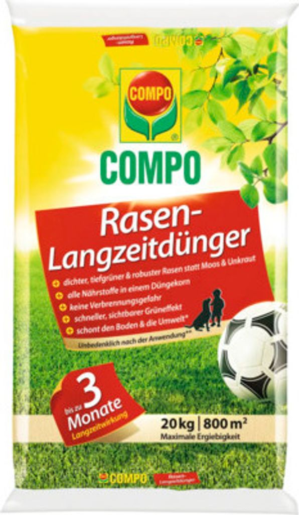 COMPO 23741 COMPO Długodziałający nawóz do trawników, 20 kg Zdjęcie produktu 