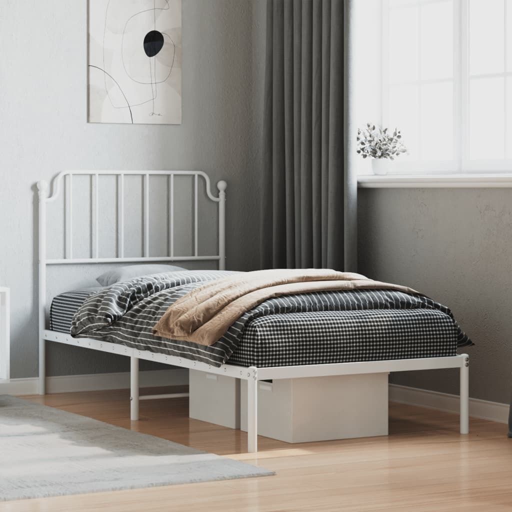 Maison Exclusive - Bettgestell mit Kopfteil Metall Weiß 90x200 cm