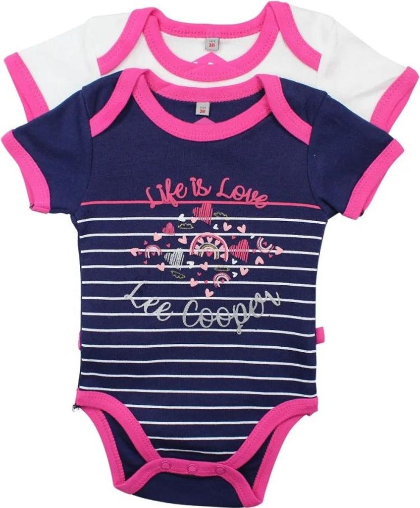 Lee Cooper 2er Set Baby Kleinkind kurzarm Body Einteiler – Bunt / 68