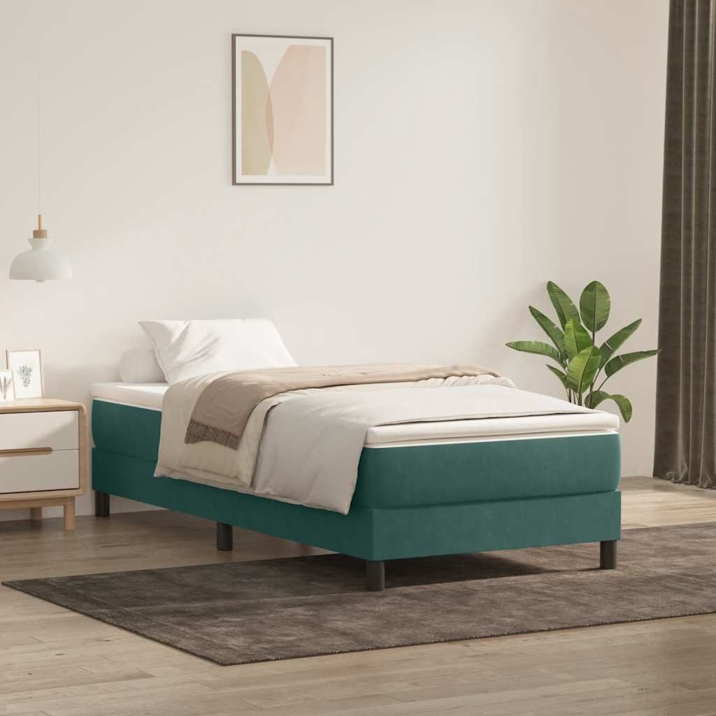 Maison Exclusive - Boxspringbett ohne Matratze Dunkelgrün 80x220 cm Samt