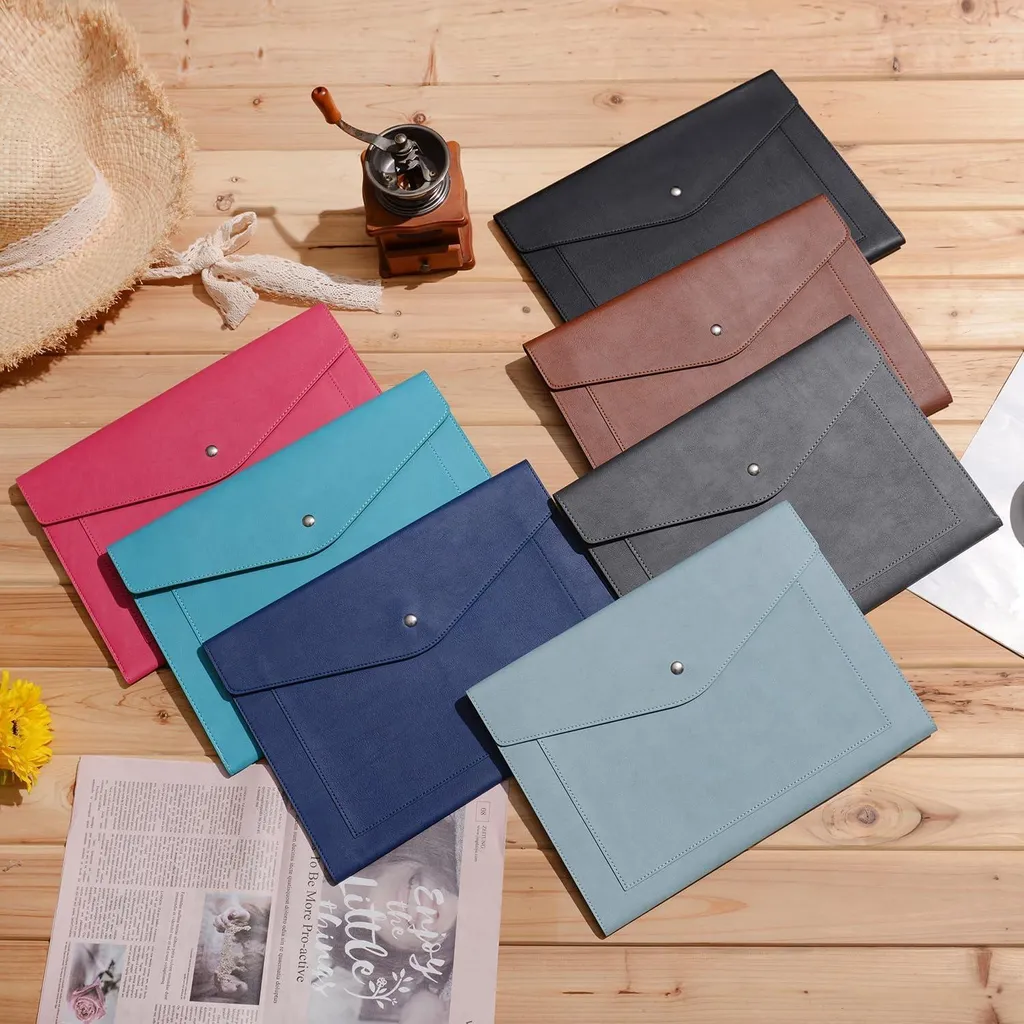 Porte-documents A4 en cuir avec soufflet extensible bleu clair Wason