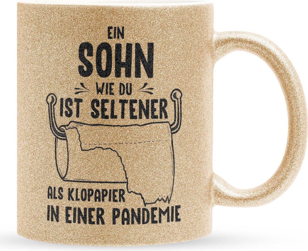 22Feels Glitzertasse Gold Sohn Geschenk Geburtstag 18 Jahre Kinder Jungs Abitur Master Uni Abschluss Bachelor Weihnachten Haferl Firmung Konfirmati...