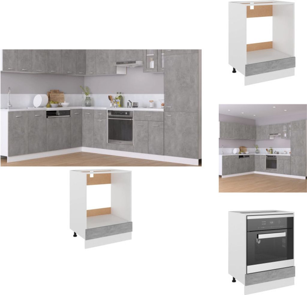 vidaXL Herdumbauschrank Betongrau 60x46x81,5 cm Holzwerkstoff - Küchenschränke