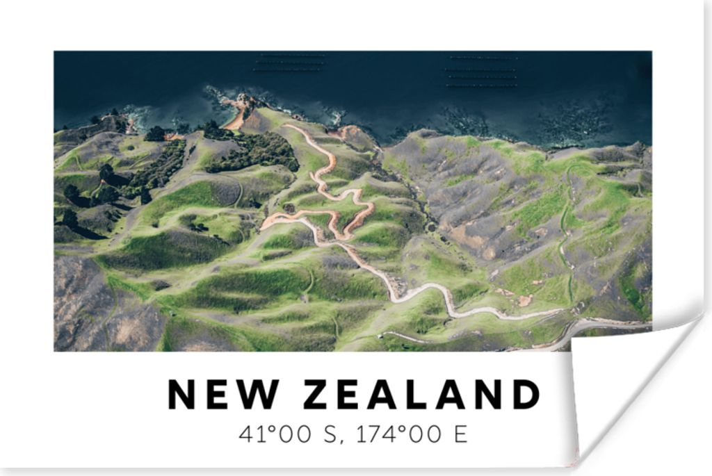 MuchoWow Poster Neuseeland - Wasser - Grün - Strand 120x80 cm - Bilder