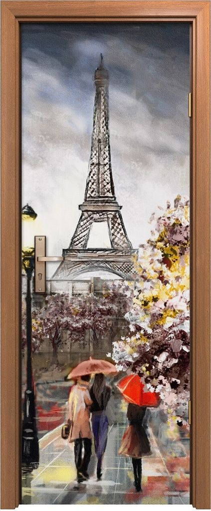 Türposter 70x200 cm Türaufkleber Türtapete Türfolie Klebefolie Paris Eiffel Straße Autos Menschen