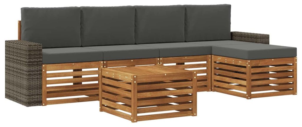 vidaXL Outdoor-Sofagarnitur 6 pcs Natur und Anthrazit