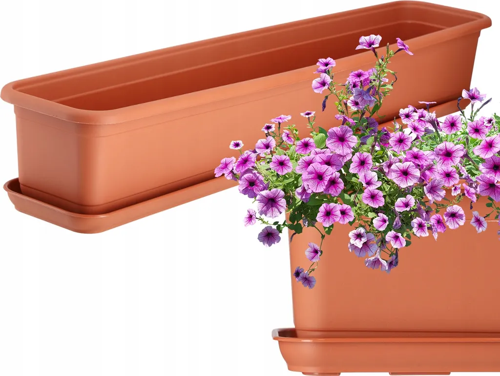 Pot de fleurs pour balcon et terrasse Evron 80 cm coloris terre cuite