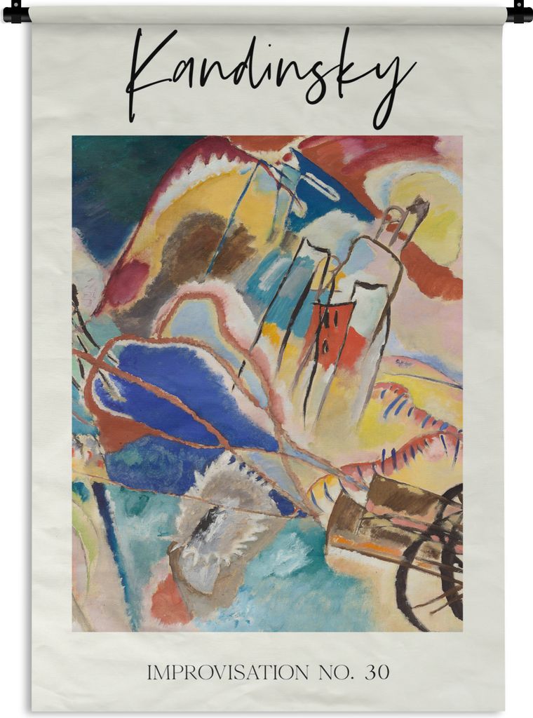 MuchoWow Wandteppich Wandbehang Improvisation Nr. 30 - Kandinsky - Malerei 60x90 cm Tapisserie Dekoration Wandtuch - Foto-Teppich - Abwaschbar
