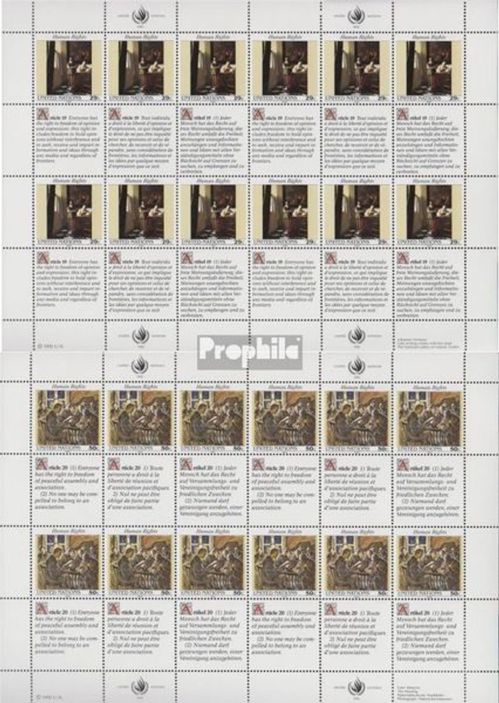 Briefmarken UNO - New York 1992 Mi 640Klb-641Klb Kleinbogen Produktbild 
