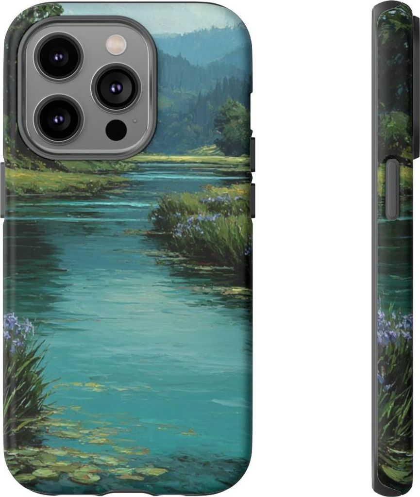 Blaues Iris-Flusslandschaft – Hülle Kompatibel mit iPhone 14 Pro