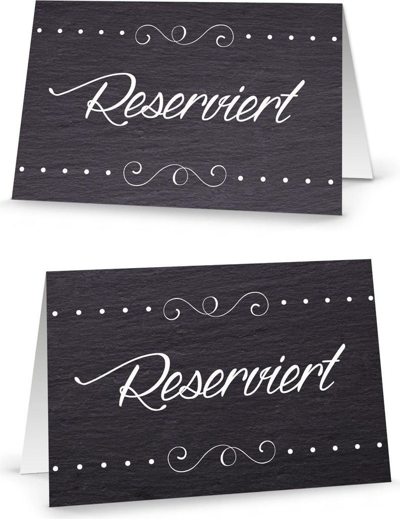 100 Stück Reserviert-Schilder schwarz-weiße edle Tischkarten Klappkarten klassisch vintage Aufsteller zum Hinstellen Hotel Restaurant Tisch-Reser...