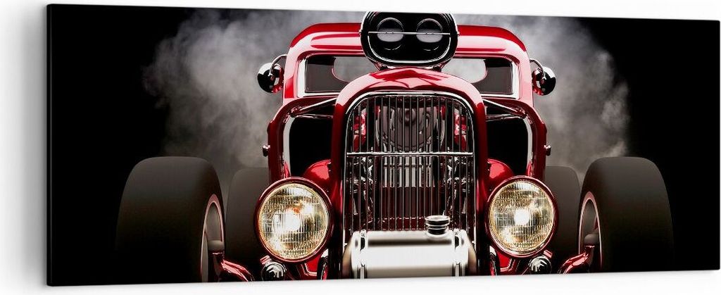 Bild auf Leinwand - Leinwandbild - Auto klassisch retro sport - 140x50cm - Wand Bild - Wanddeko - Leinwanddruck - Bilder - Kunstdruck - Wanddekorat...