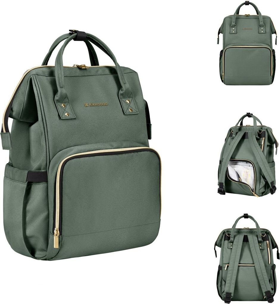 Kikkaboo Wickeltasche Siena, Rucksack, Wickelunterlage, Grifflänge einstellbar tannengrün
