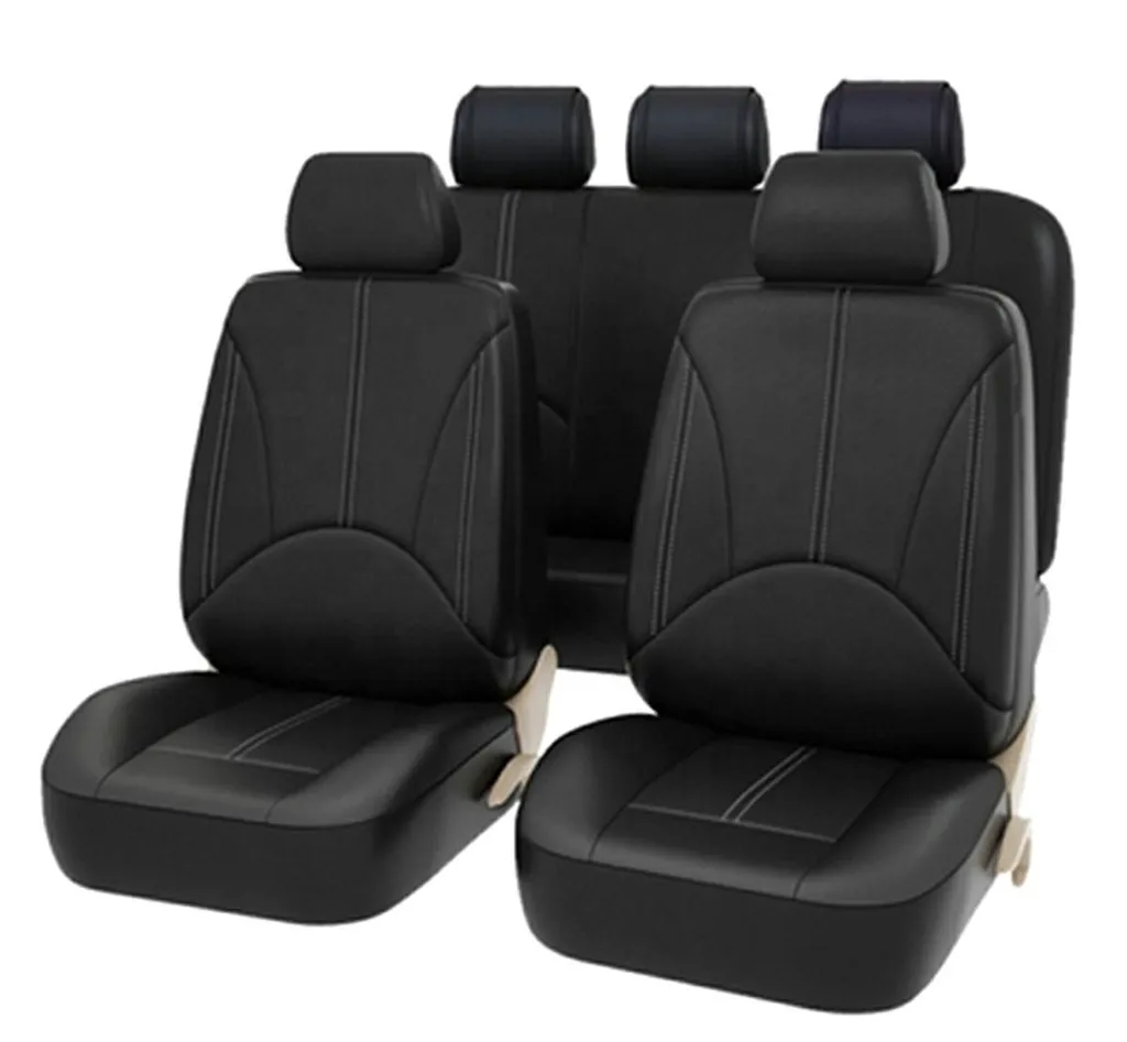 Coprisedili auto universali in finta pelle nera - Set completo lusso