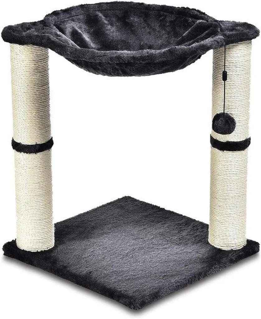 Arbre à chat gris avec poteau en sisal naturel et hamac de repos 51cm