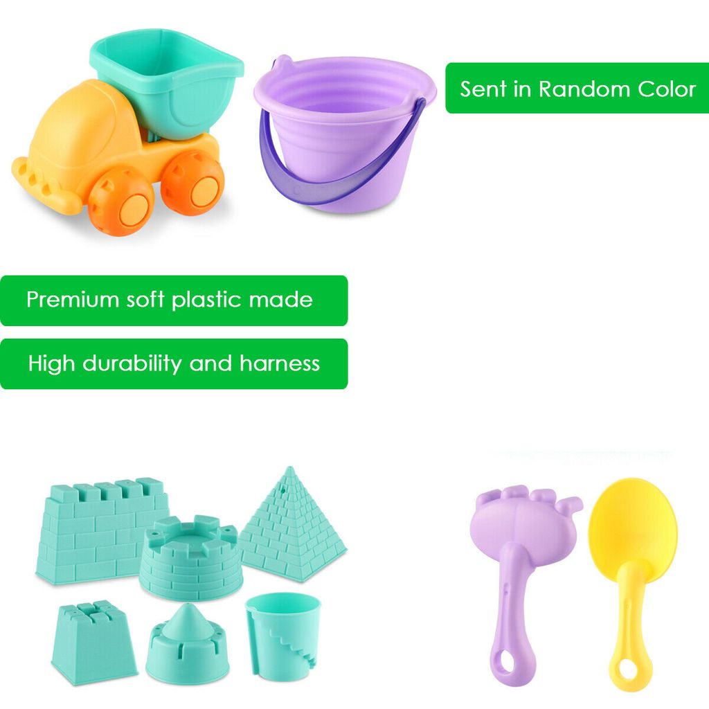 Sandspielzeug Aus Silikon – 7-teiliges Set Mit Eimer, Förmchen & Netzbeutel Für Strand & Garten