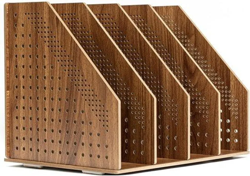 Système de rangement de bureau en bois naturel pour dossier et courrier