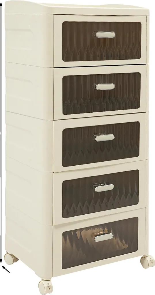 Tour de rangement plastique 5 tiroirs avec roulettes pour la maison