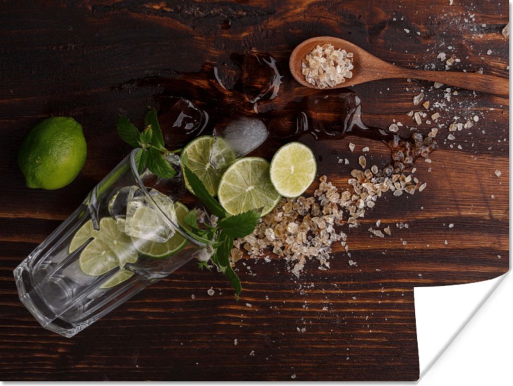 MuchoWow Poster Cocktail - Obst - Limette 120x90 cm - Wandbild