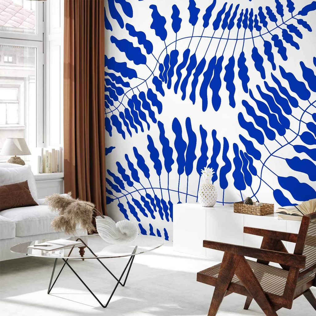 Selbstklebende Folie Fototapete - Blue Fern 343x245 cm Blätter a-A-10493-a-a