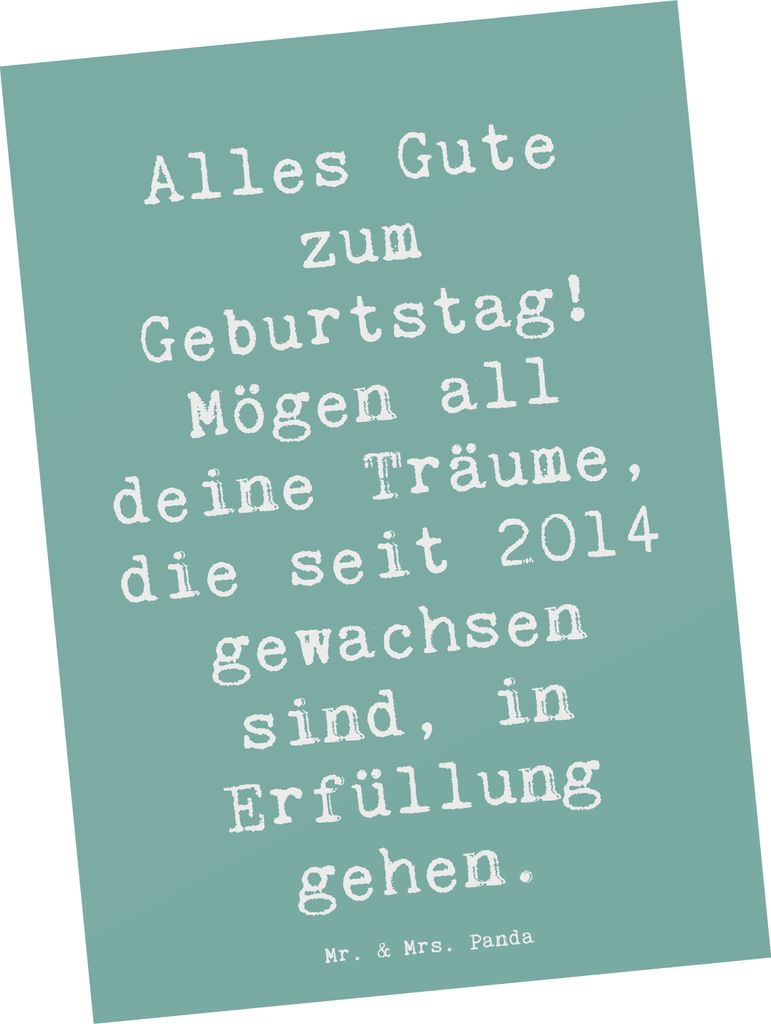Mr. & Mrs. Panda Postkarte Spruch 2014 Geburtstag Wünsche - Meeresbrise - Geschenk, Geburtstagsgeschenk, Ansichtskarte, Postkarten, Ansichtskarten...