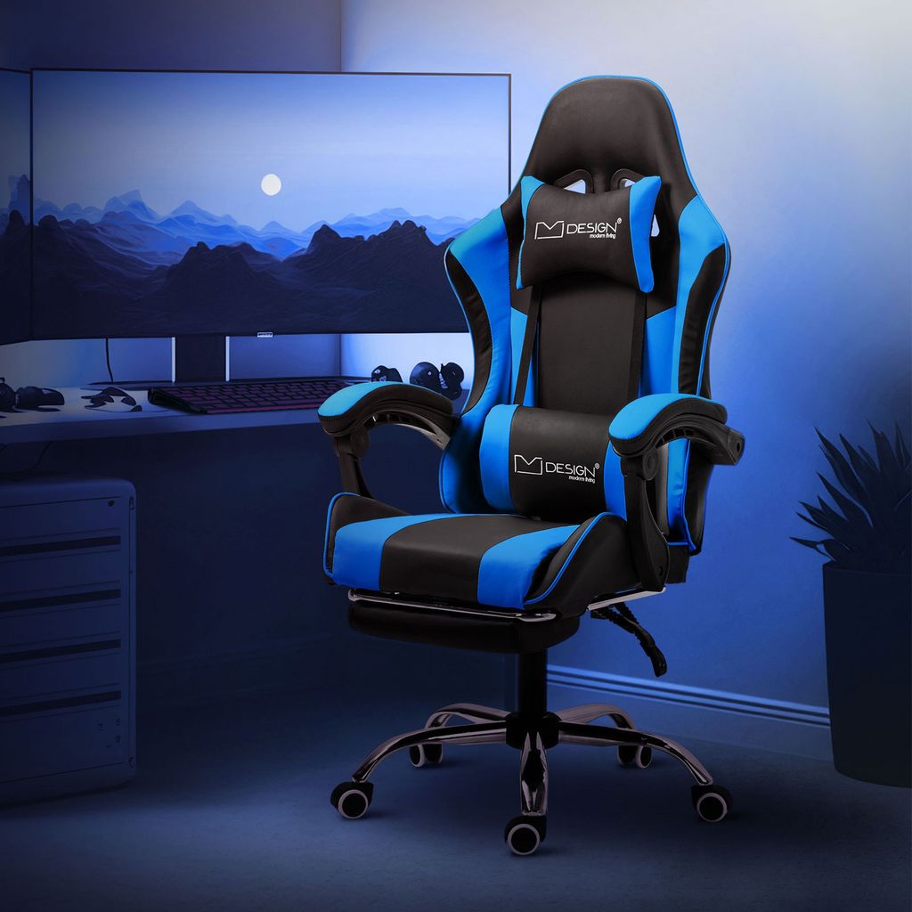 ML-Design Massage Gaming Stuhl, Schwarz/Blau