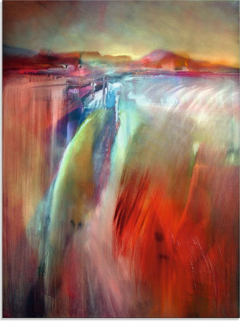 ARTland Glasbild Das Dorf am Wasserfall Größe: 60x80 cm