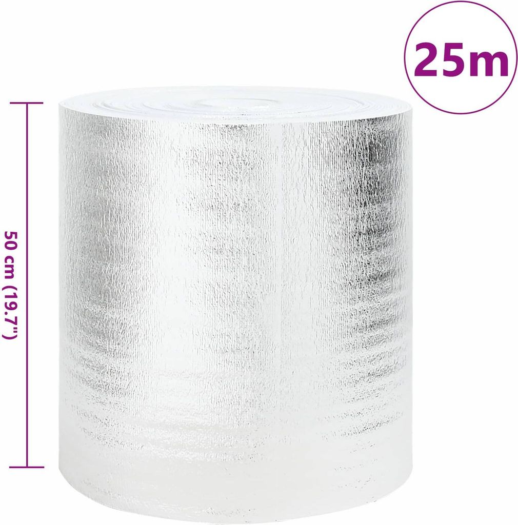 vidaXL Heizkörper-Reflektorfolie Silber 25 x 0,5 m Polyethylen