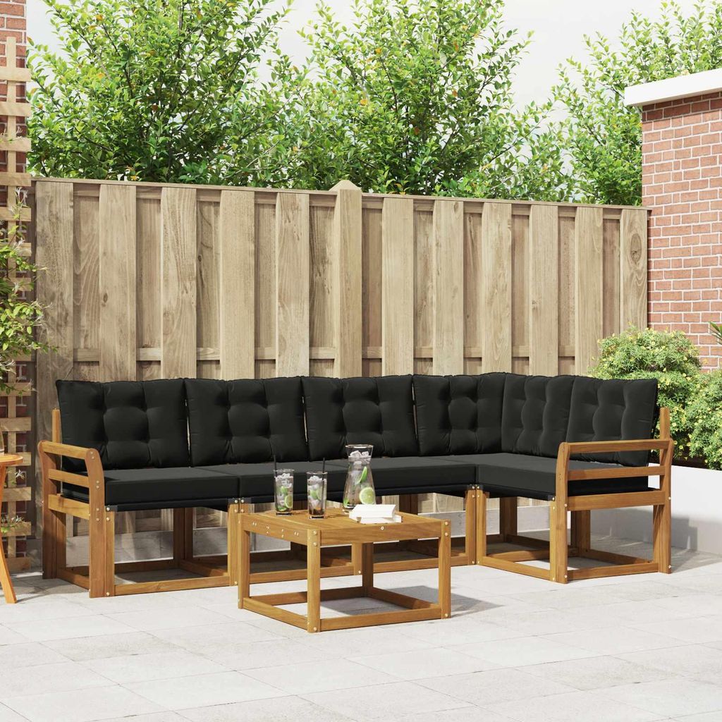 "Neues Produkt" Outdoor-Sofagarnitur ANTI-UV - CLORIS - mit Kissen - 6 pcs - Natürlich und Schwarz - Modern Gartensofas V429