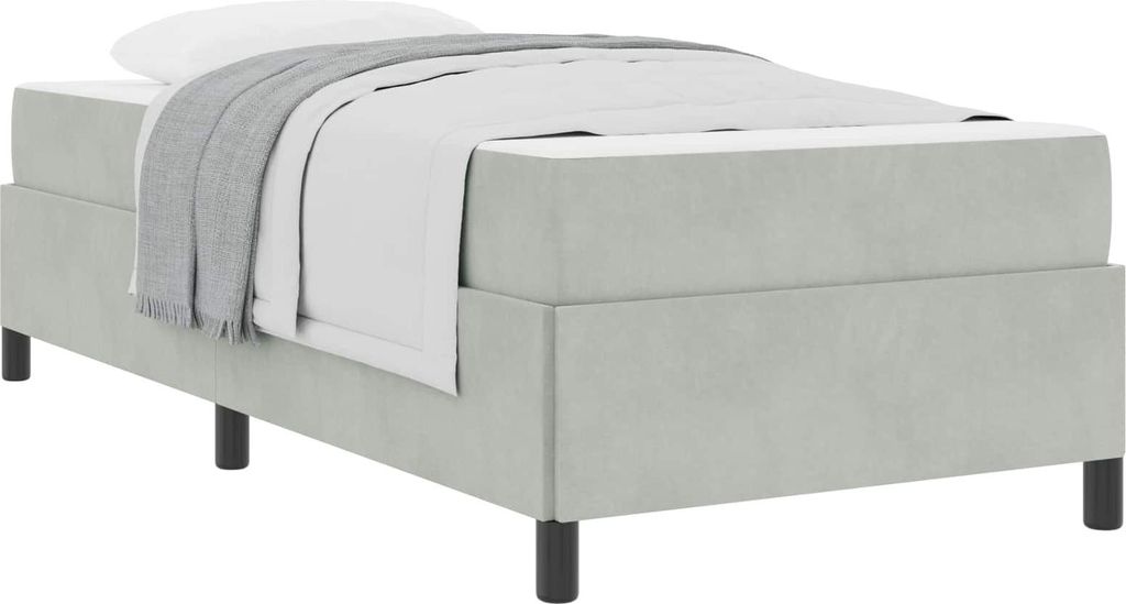 vidaXL Bettrahmen mit Matratze Hellgrau 90 x 190 cm Stoff