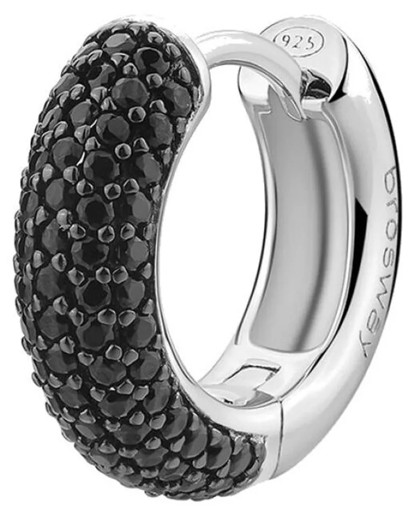 Boucle d'oreille unique argent hypoallergénique zircons noirs FMB123